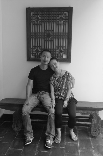 Xiao Ke and husband in courtyard of Dali house
