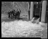 Dedication of the Boquet Canyon Reservoir with William P. Whitsett, Mayor Frank Shaw, H. A. Van Norman, and others, 1934