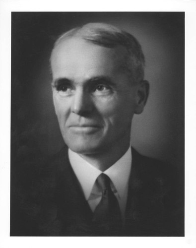Photograph of a painted portrait of Walter S. Adams
