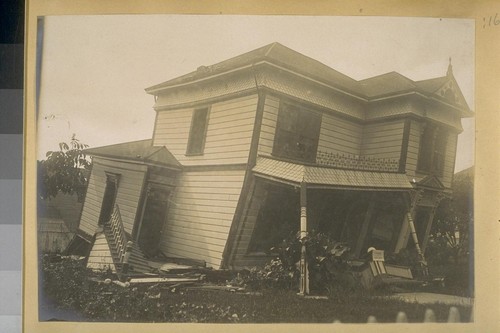[Earthquake damage to wood frame buildings: unidentified residence.]