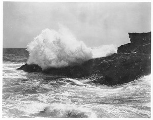 View of the breaking surf at Point Conception in Santa Barbara, California, ca.1950