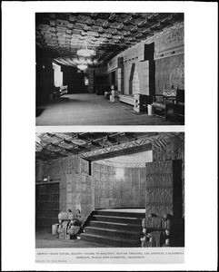 Main foyer and balcony stairs of the Mayan Theater, ca.1925