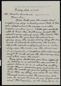 O. Herrmann, letter, 1939-09-15, to Hamlin Garland