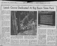 Leask Grove dedicated at Big Basin State Park