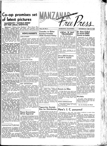 Manzanar free press, January 20, 1943