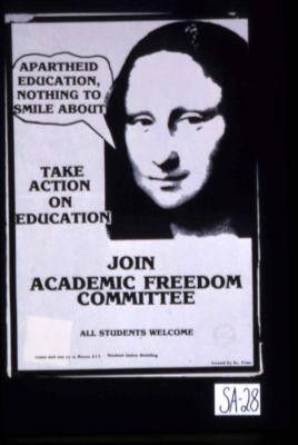 Apartheid education, nothing to smile about. Take action on education. Join Academic Freedom Committee
