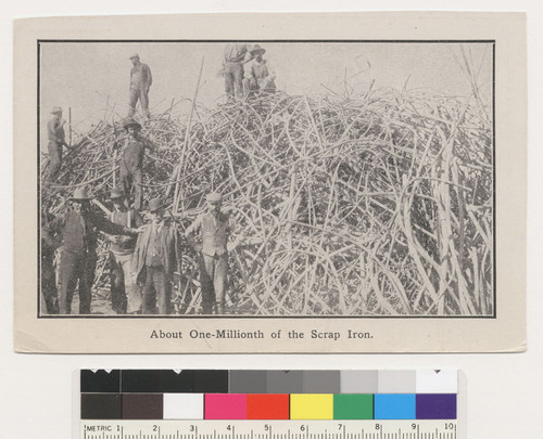 About One-Millionth of the Scrap Iron. [Postcard.]