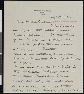 Mark Barr, letter, 1926-05-30, to Hamlin Garland