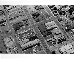 Aerial view of Petaluma from Second to Fourth Streets and B to D Streets, July 28, 1973