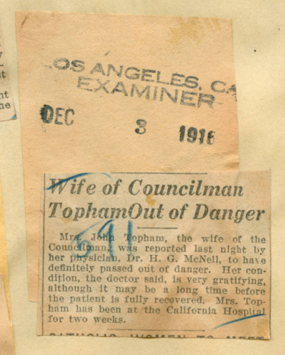 Wife of councilman Topham out of danger