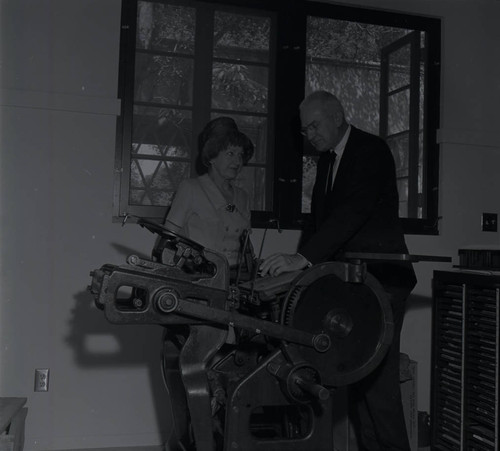 Faculty with printing equipment, Scripps College