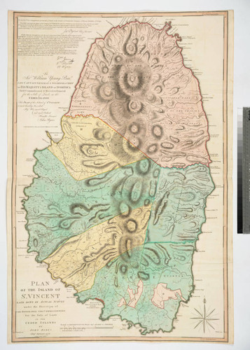 Plan of the Island of St. Vincent laid down by Actual Survey under the Direction of The Honourable the Commissioners for the Sale of Lands in the Ceded Islands by John Byres Chief Surveyor 1776. J. Bayly Sculp. London