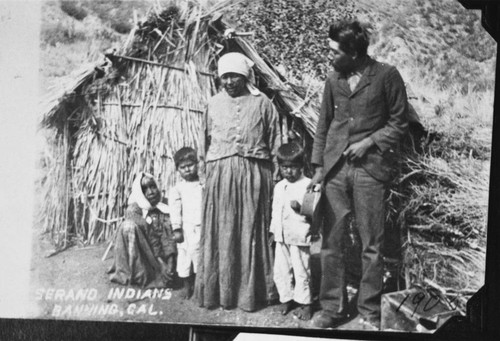 An unidentified Native American family on the Morongo Indian Reservation bordering Banning, California