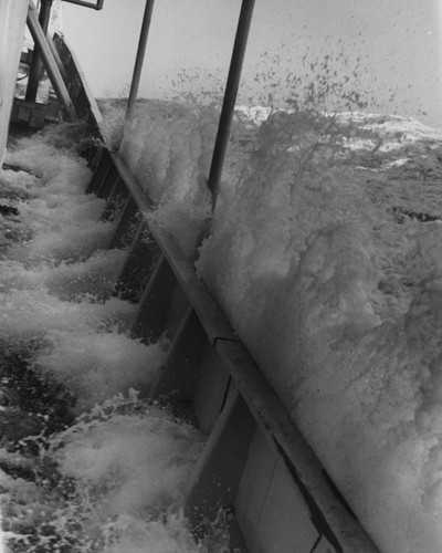 Wave crashing over the deck of the D/V Glomar Challenger (ship) during Hurricane Irene. August, 1981
