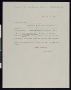 James Matthew Barrie, letter, 1929-06-20, to Hamlin Garland