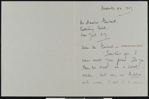 Nancy Hurst, letter, 1927-11-22, to Hamlin Garland