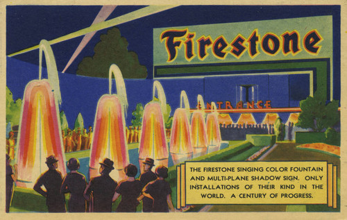 The Firestone Singing Color Fountain and Multi-Plane Shadow Sign. Only Installations of their Kind in the World, A Century of Progress