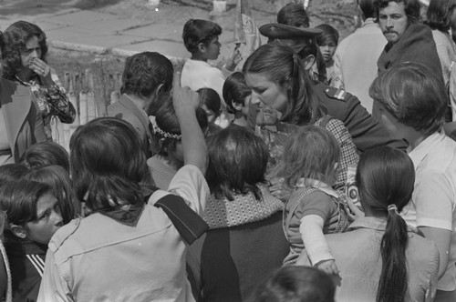 Officers amongst a crowd, Tunjuelito, Colombia, 1977