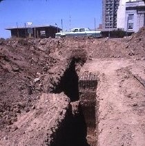 View of the Liberty House Department Store site and the archeological dig under way
