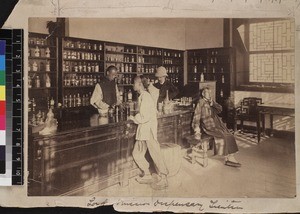 Scene inside mission dispensary, Tianjin, China. ca. 1910