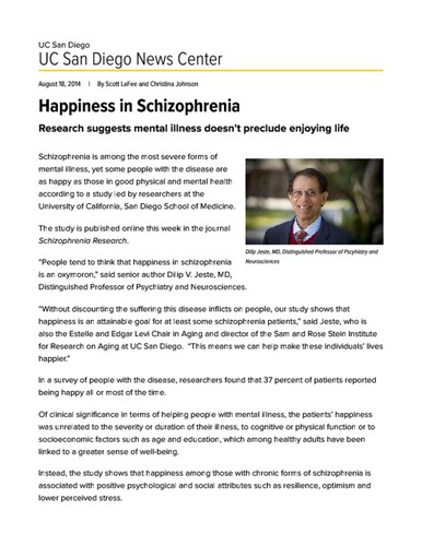 Happiness in Schizophrenia