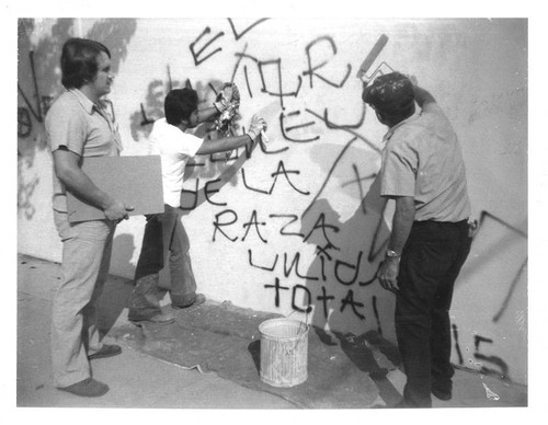 Graffiti removal by the Parks Department, 1977