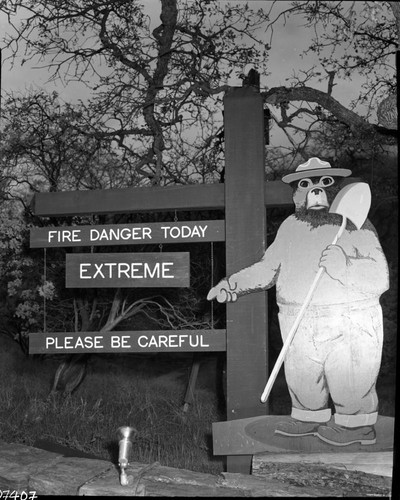 Signs, Smokey Bear fire danger sign at entrance