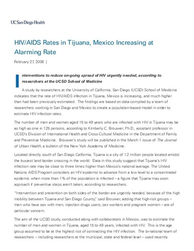HIV/AIDS Rates in Tijuana, Mexico Increasing at Alarming Rate