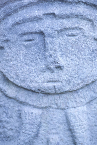 A stone sculpture of a woman, Tierradentro, Colombia, 1975