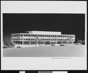 Architectural model of an office building for Welton Becket and Associates, the first unit of Century City