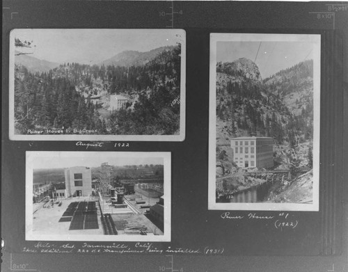 Big Creek PH #1 (Aug. 1922). ; Big Creek PH #1 (Aug. 1922). ; Rector Sub., 220kV transformers being installed (1931)