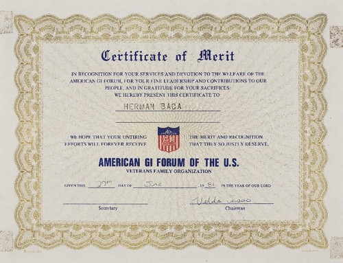 American G.I. Forum of the United States - Certificate of Merit
