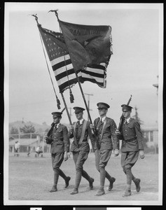 Four men in the Franklin High School Color Gaurd, 1927