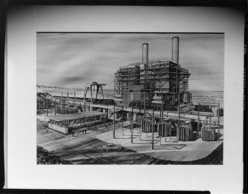 Artist's rendering of Edison Steam Plant on the coast El Segundo