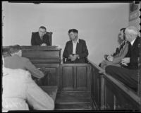 Charles "Chas" Layman on trial for murder of six W.P.A. workers, Los Angeles, 1935