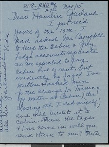 Vida R. Sutton, letter, 1939-11-15, to Hamlin Garland