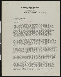Zeb P. Jackson, letter, 1921-01-28, to Hamlin Garland