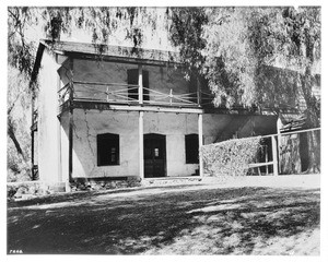 Exterior view of the Los Nogales Ranch House, home of Don Ramon Vajar, ca.1931
