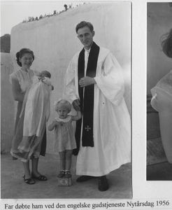 Missionary and pastor Erik Stidsen baptised their son Flemming at an English Service in 1959. I