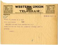 Telegram from William Randolph Hearst to Julia Morgan, August 28, 1922