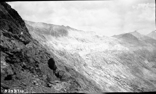 High Sierra Trail Investigation, showing slope along which route drops down to Kern-Kaweah Valley. Left panel of a two panel panorama