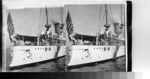 Admiral Geo. Dewey on his Flagship he “Olympia,” N.Y. Bay