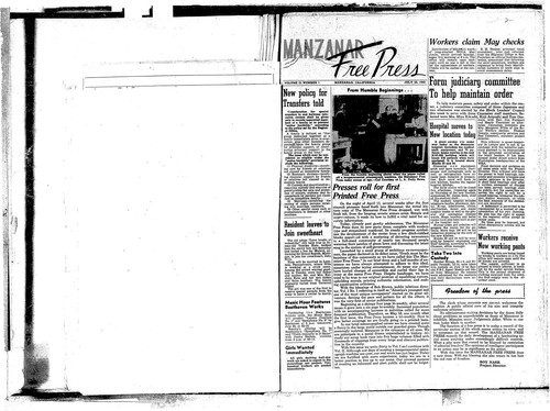 Manzanar free press, July 22, 1942