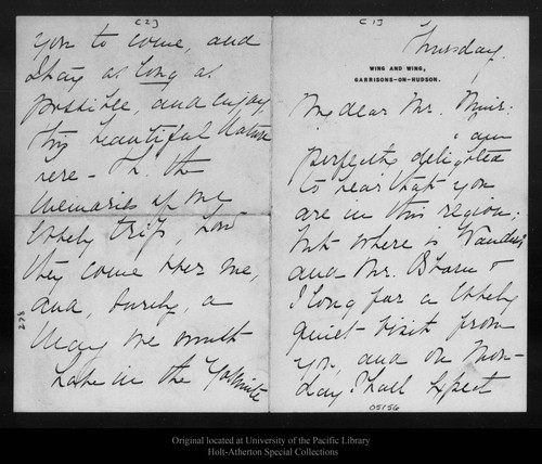 Letter from Loulu Perry Osborn to John Muir, [1912 Mar ?]