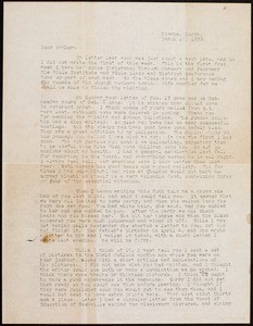 V.W. Peters, letter, 1939.3.10, Kimhwa, Korea, to Father, Rosemead, California, USA