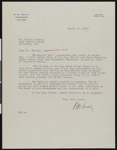 P.B. Healy, letter, 1935-08-12, to Hamlin Garland
