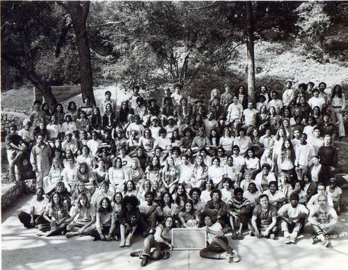 Group photo taken at Pilgrim Pines of Brotherhood Workshop, which promotes education and understanding for youth from different backgrounds. It was sponsored by National Conference for Community Justice Camps