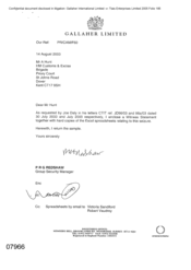 [Letter from PRG Redshaw to A Hunt regarding witness statement]