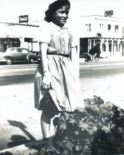Josie Gamble on Camino Capistrano, San Juan Capistrano, 1955
