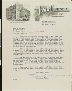 Frank Graham Moorhead, letter, 1919-11-07, to Hamlin Garland